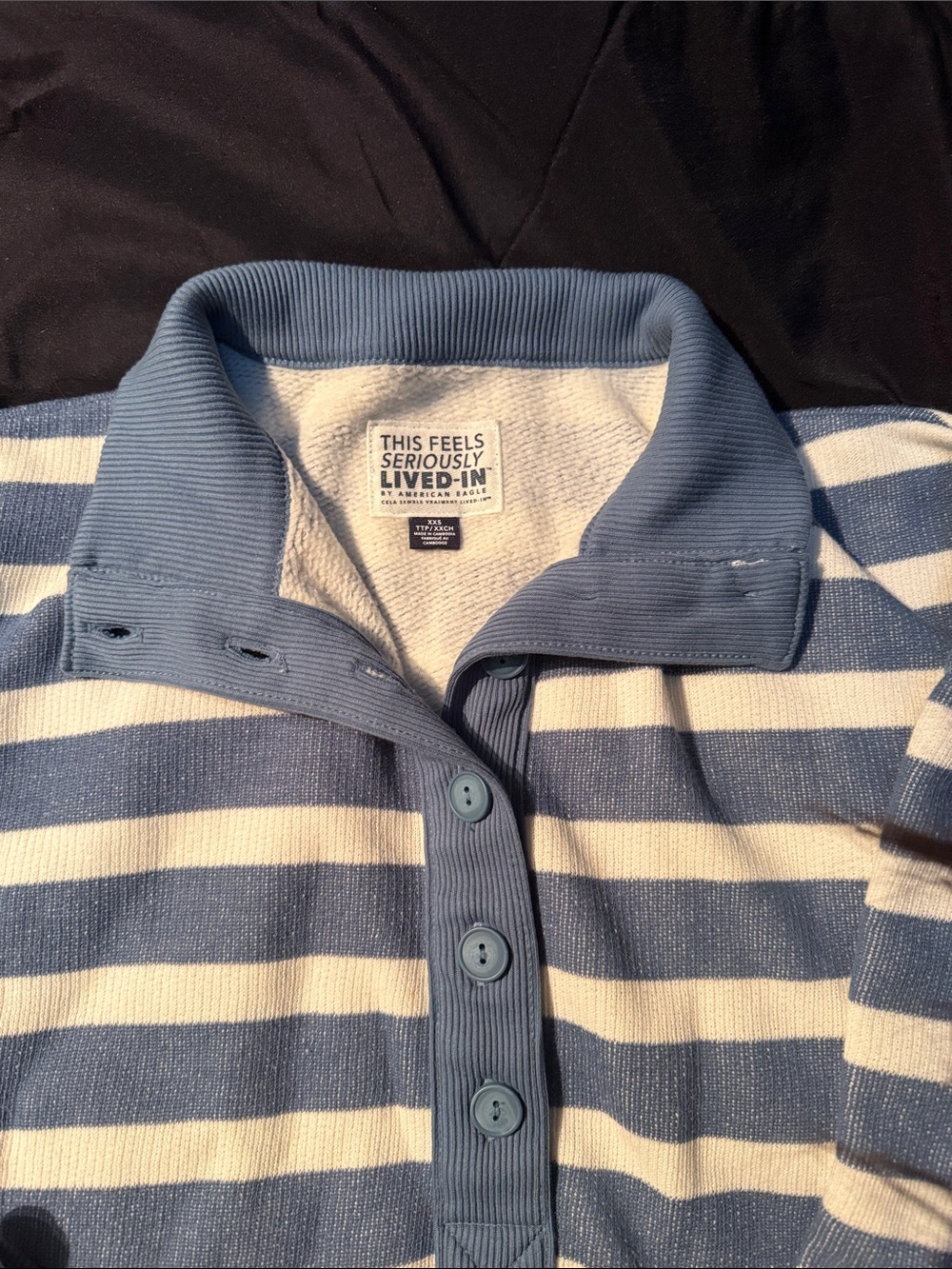 American Eagle Outfitters Blue and White Striped Cowl Neck Sweater - Picture 6 of 7